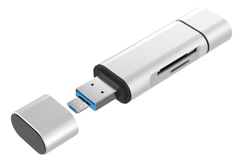 Lector Micro Usb 3 En 1 Usb Tipo C Plateado Universal Tf Sd