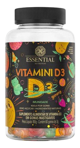 Vitamini D3 Gummy 400ui 60 Gomas Essential Nutrition