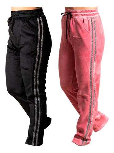 Pack 2 Pantalones Jogger Buzo Mujer Con Polar Otoño Invierno