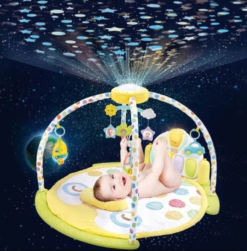 Imagen 2 de 7 de Gimnasio Bebe Manta Didactica Piano Proyector Luces Sonajero