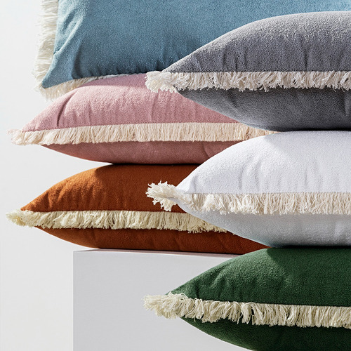 Kit 4 Almofadas Cheias Bohemia 60cm X 30cm Boho Nature Cor Celeste Desenho Do Tecido Liso