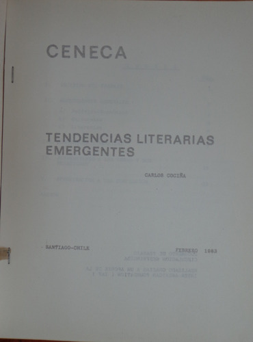 Cociña Tendencias Literarias Emergentes 1983