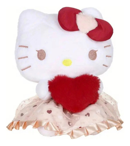 Peluche Hello Kitty Con Vestido Y Corazón Suave 20 Cm