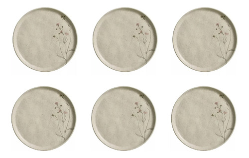 Conjunto 6 Pratos Raso Sobremesa Porto Brasil Bio Campestre