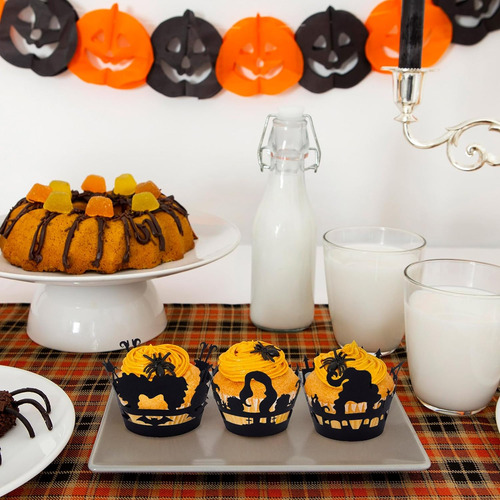 60 Envoltorios Para Cupcakes De Halloween, Diseño De Castill