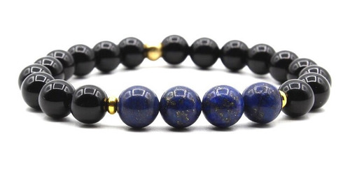 Manilla Pulsera Piedra Natural Turmalina Y Lapislazuli 8mm