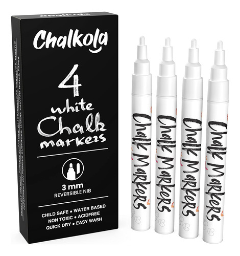 Juego De Rotuladores Chalkola, 4 Unidades, Color Blanco