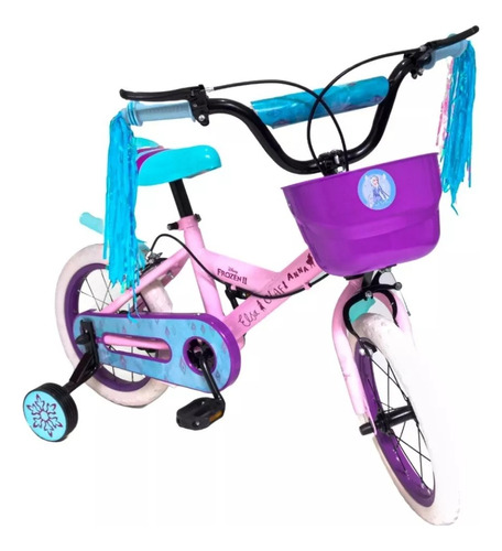 Bicicleta paseo infantil Dencar Urby 217126003U R16 color rosa frozen con ruedas de entrenamiento  