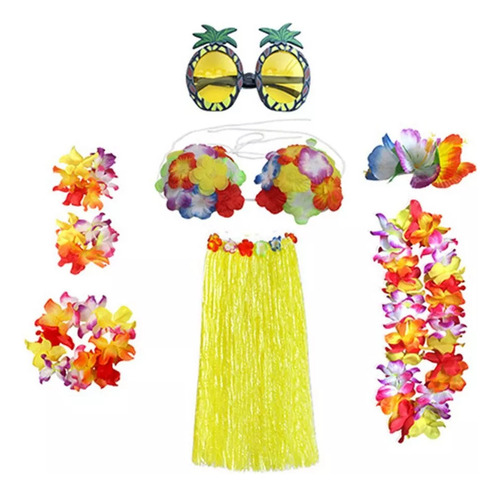 Conjunto De Falda Hawaiana De Hierba Para Fiesta En La Playa