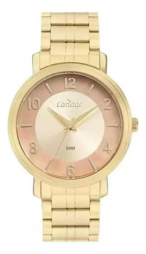 Kit Relógio Condor Feminino Dourado 3atm