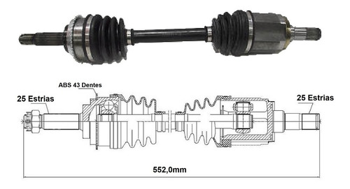 Semi Eixo Diant Dir C/ Abs Pajero Tr4 2.0 16v 2004 Mr515196