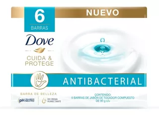 Pack X6 jabón en barra Dove antibacterial cuida & protege 90g c/u