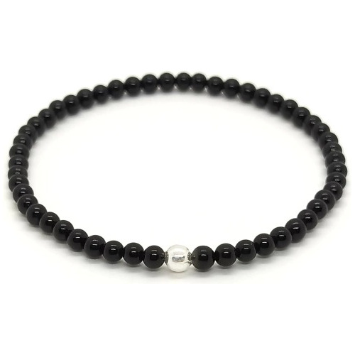 Pulsera Onix Y Cuenta De Plata 925 Protectora Mujer /hombre