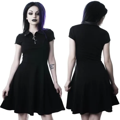 Vestido Negro Gotico Cierre Luna Vestido Negro Gotico Cierre Luna