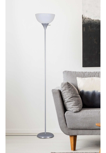 Mainstays Lampara De Piso 180.3 Cm Metal (dorado,plata,café) Color De La Pantalla Plateado