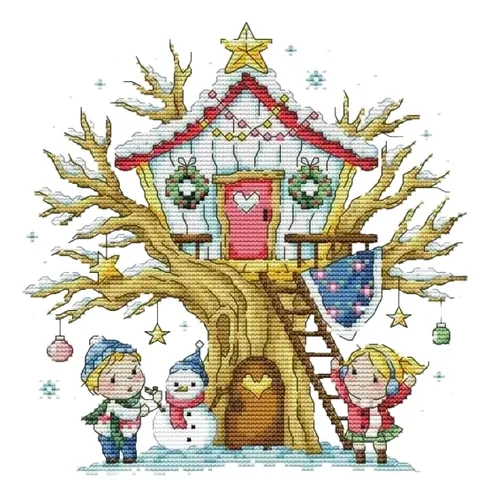 comprar Kit Bordado Punto Cruz Invierno - Tela Aida 11ct Hilos