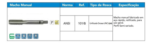 Macho Manual (3° Macho) 101b Unc 7/16x14 - Ansi Gh5 Ht - Osg