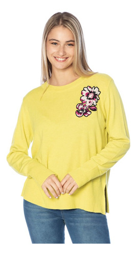 Sweater Amplio Con Aplique Bordado Fresia Mujer Asterisco