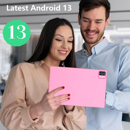 Tablet Android 13, 10'', 10gb (4+6) Ram + 64gb Rom, Rosa