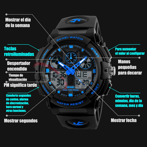 Imagen 6 de 8 de Relojes Para Pulsera Deportivo Sumergible Luminoso Hombre