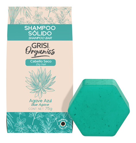  Grisi Organics, Shampoo Sólido Agave Azul, 75 Gr
