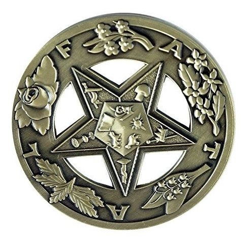 Order Of The Eastern Star Fatal Round Masonic Auto Emblem [a