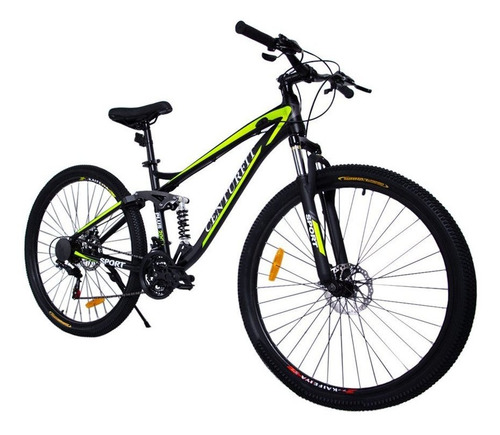 Imagen 1 de 2 de Mountain bike Centurfit MKZ-BICIALUMINIO R29 21v color amarillo con pie de apoyo