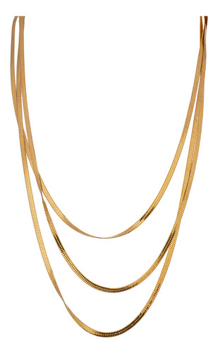 Collar Triple Cadena Piel Serpiente Acero Inoxidable