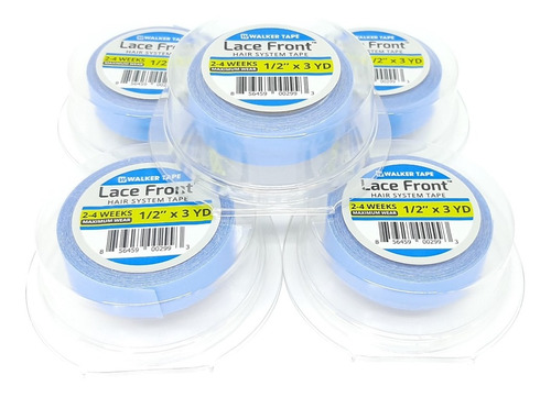 Fita Adesivo Lace Front Azul 3 Metros - Kit Com 4 Fitas