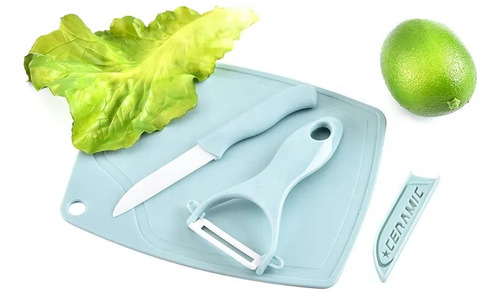 Cuchillo Y Pelador De Fruta Con Tabla De Picar
