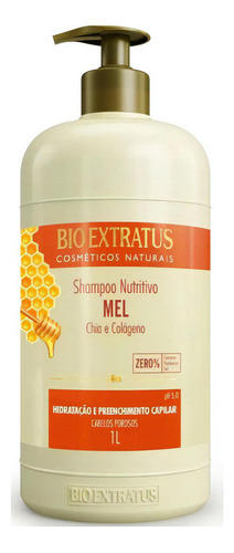  Shampoo Mel 1 Litro Preenchimento Fios Porosos Bio Extratus