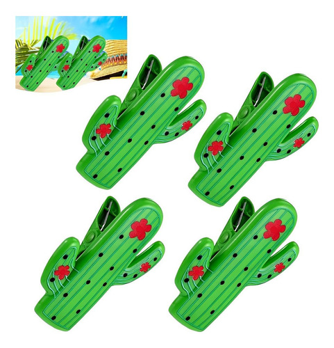 Kit 4 Prendedores De Toalha Modelo Cactus Verde