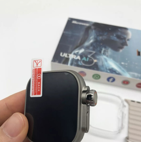 Smartwatch 5g Microwear 2/32gb Ultra Ai 3 Câmera 180°+brinde Caixa Preto Pulseira Preto Bisel Preto Desenho Da Pulseira Ocean