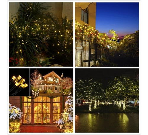 Imagen 5 de 8 de Cadena Luces Solar 12 Metros Impermeable P/ Jardin Exterior