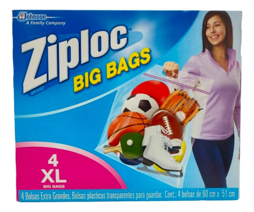 Ziploc Big Bags Xl 4 Bolsas Extra Grandes Transparentes