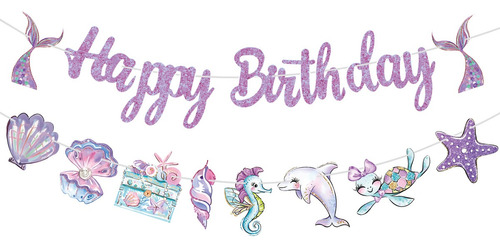 Banner De Fondo De Cumpleaños Con Diseño De Sirena Para Deco