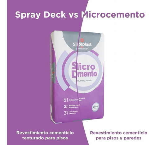 Imagen 7 de 10 de Microcemento Piso Y Pared Sinteplast Base 20 Kg Color