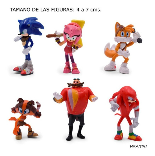6 Figuras De Sonic. 7 Cms. Pvc. Tails, Dr. Roboti , Knuckles