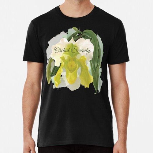 Remera Orquídea Paphiopedilum Flor Blanca, Verde Y Amarilla 