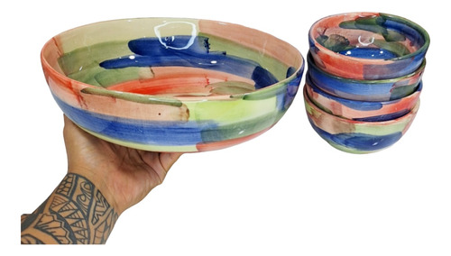 Set Ensaladera Redonda Con 4 Bowls