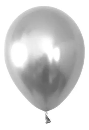 6 Globos 25 Cm Látex Cromados Para Aire O Helio Color Plateado Latex Cromado 25 Cm
