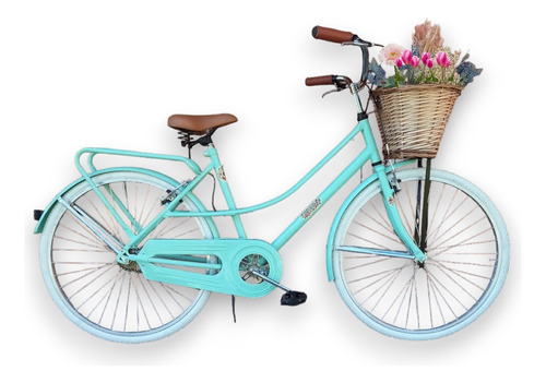 Bicicleta Vintage Dama Porta Equipaje Y Canasto Mimbre! 