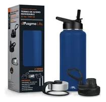 Comprar Magma Life Termo Para Café Y Agua De Acero Inoxidable 32 Oz (950 Ml): Contiene 3 Tapas Para Diferentes Tipos De Bebidas, Ideal Para Mantener La Temperatura Deseada (azul marino)