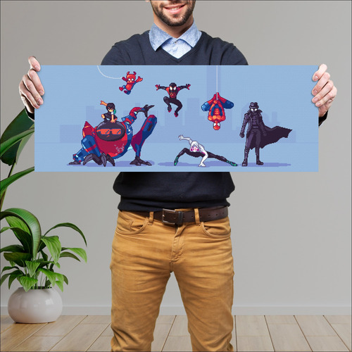 Cuadro Grande 30x80 Cm Pixel Art Spiderman