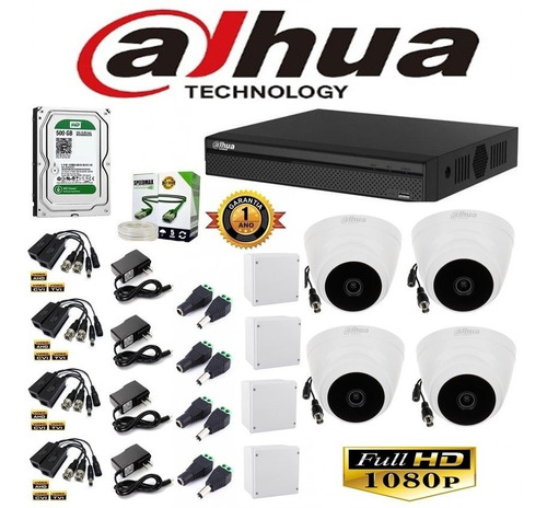 Combo Kit De 4 Cámaras De Seguridad Dahua Full Hd 1080