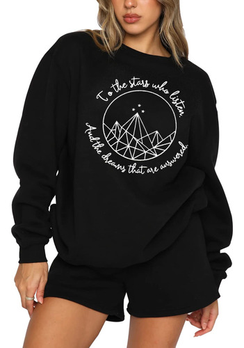 Sudadera Casual Para Mujer Letra Grafica Ciudad Estrella