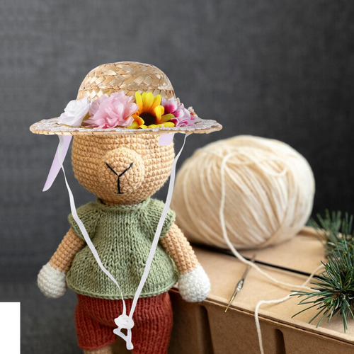 Mini Sombrero De Paja: Sombrero En Miniatura Con Lazo Y Flor