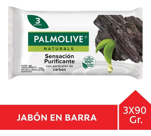 Palmolive Naturals Carbon Purificante Jabón En Barra 3 X90g