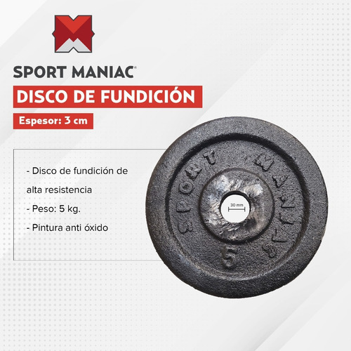 Imagen 2 de 3 de Discos Pesas Sol Fundición Maciza De 5 Kg Excelente Calidad