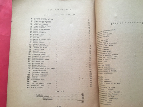 Las Aves De Chile En Su Clasificación Moderna 1945 R. Housse (Usado)